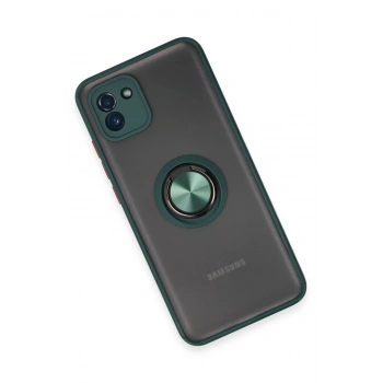 Samsung Galaxy A03 Kılıf Montreal Yüzüklü Silikon Kapak - Yeşil