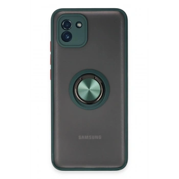 Samsung Galaxy A03 Kılıf Montreal Yüzüklü Silikon Kapak - Yeşil