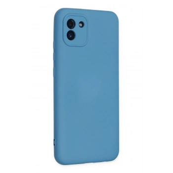 Samsung Galaxy A03 Kılıf Nano içi Kadife Silikon - Mavi