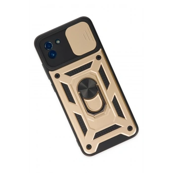 Samsung Galaxy A03 Kılıf Pars Lens Yüzüklü Silikon - Gold