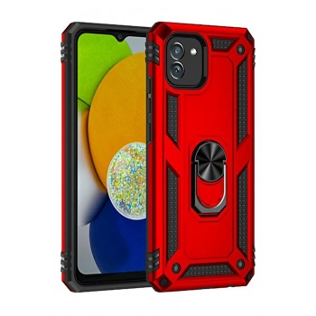 Samsung Galaxy A03 Kılıf Sofya Yüzüklü Silikon Kapak - Kırmızı