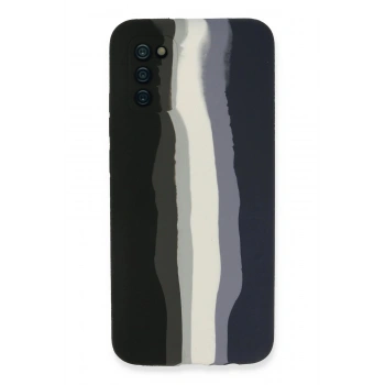 Samsung Galaxy A03S Kılıf Ebruli Lansman Silikon - Siyah-Lacivert