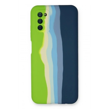 Samsung Galaxy A03S Kılıf Ebruli Lansman Silikon - Yeşil-Koyu Yeşil