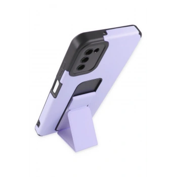 Samsung Galaxy A03S Kılıf Mega Standlı Silikon - Lila