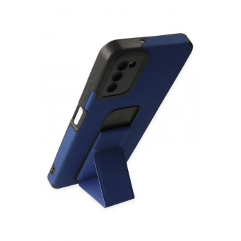 Samsung Galaxy A03S Kılıf Mega Standlı Silikon - Mavi