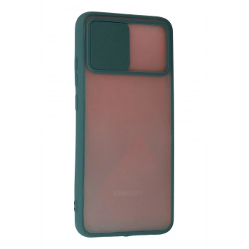 Samsung Galaxy A03S Kılıf Palm Buzlu Kamera Sürgülü Silikon - Yeşil