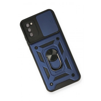 Samsung Galaxy A03S Kılıf Pars Lens Yüzüklü Silikon - Lacivert