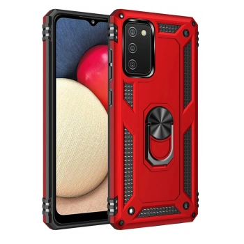 Samsung Galaxy A03S Kılıf Sofya Yüzüklü Silikon Kapak - Kırmızı