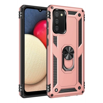 Samsung Galaxy A03S Kılıf Sofya Yüzüklü Silikon Kapak - Rose