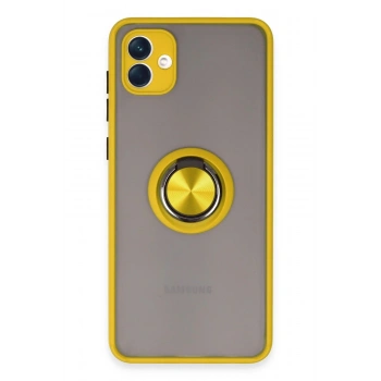Samsung Galaxy A04 Kılıf Montreal Yüzüklü Silikon Kapak - Sarı