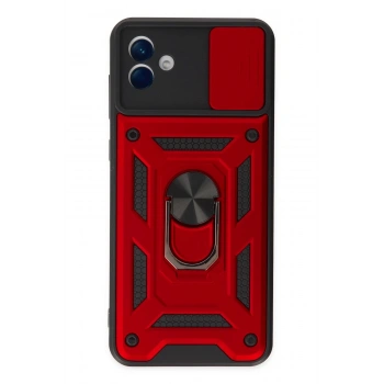 Samsung Galaxy A04 Kılıf Pars Lens Yüzüklü Silikon - Kırmızı