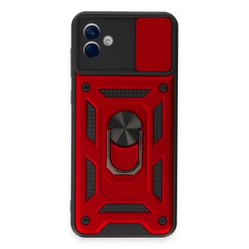 Samsung Galaxy A04E Kılıf Pars Lens Yüzüklü Silikon - Kırmızı