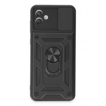 Samsung Galaxy A04E Kılıf Pars Lens Yüzüklü Silikon - Siyah