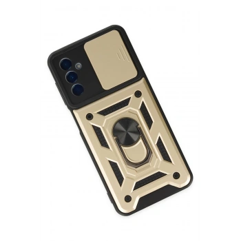 Samsung Galaxy A04S Kılıf Pars Lens Yüzüklü Silikon - Gold