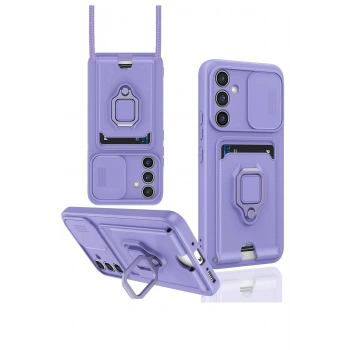 Samsung Galaxy A05S Kılıf Zuma Kartvizitli Yüzüklü Silikon - Lila