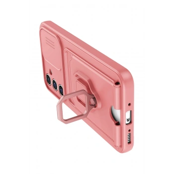 Samsung Galaxy A05S Kılıf Zuma Kartvizitli Yüzüklü Silikon - Pembe