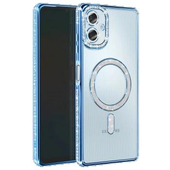 Samsung Galaxy A06 Joke Simli Magneticsafe Kılıf - Mavi