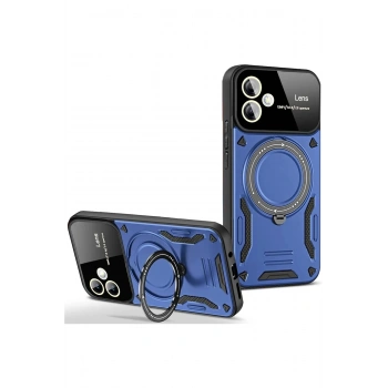 Samsung Galaxy A06 Kılıf Joy Lens Standlı Kapak - Lacivert