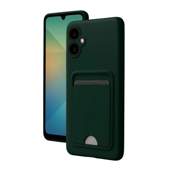 Samsung Galaxy A07 Kelvin Kartvizitli Silikon - Koyu Yeşil