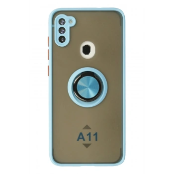 Samsung Galaxy A11 Kılıf Montreal Yüzüklü Silikon Kapak - Buz Mavi