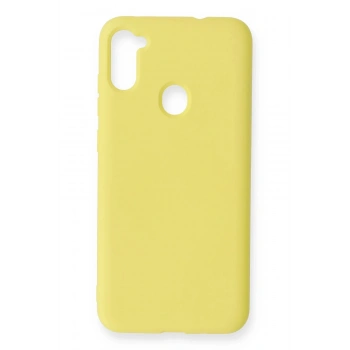 Samsung Galaxy A11 Kılıf Nano içi Kadife Silikon - Sarı