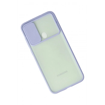 Samsung Galaxy A11 Kılıf Palm Buzlu Kamera Sürgülü Silikon - Lila