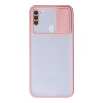 Samsung Galaxy A11 Kılıf Palm Buzlu Kamera Sürgülü Silikon - Pembe