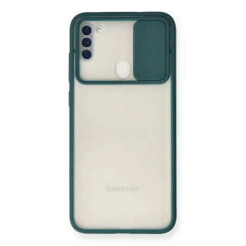 Samsung Galaxy A11 Kılıf Palm Buzlu Kamera Sürgülü Silikon - Yeşil