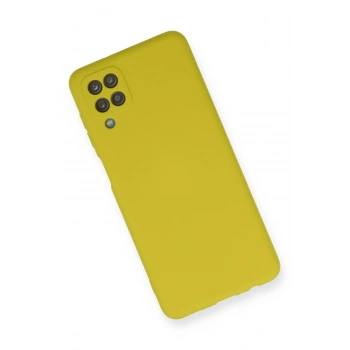 Samsung Galaxy A12 Kılıf Nano içi Kadife Silikon - Sarı