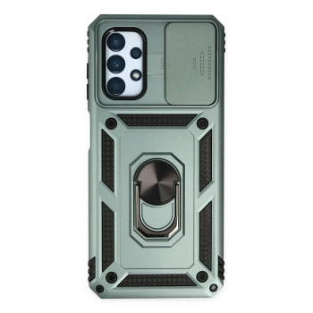 Samsung Galaxy A13 4G Kılıf Pars Lens Yüzüklü Silikon - Yeşil