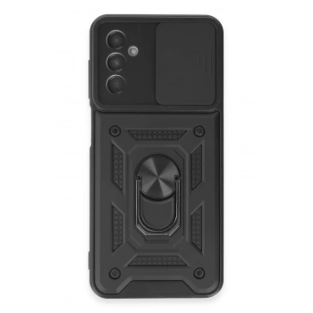 Samsung Galaxy A14 4G Kılıf Pars Lens Yüzüklü Silikon - Siyah