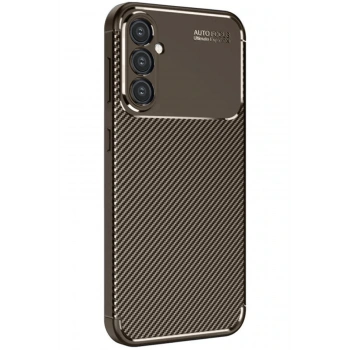 Samsung Galaxy A16 5G Kılıf Auto Focus Karbon Kapak - Kahverengi