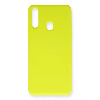 Samsung Galaxy A20S Kılıf Nano içi Kadife Silikon - Sarı