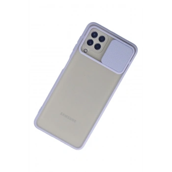 Samsung Galaxy A22 Kılıf Palm Buzlu Kamera Sürgülü Silikon - Lila