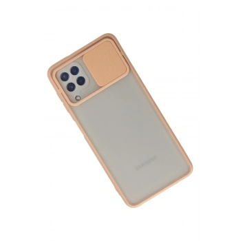 Samsung Galaxy A22 Kılıf Palm Buzlu Kamera Sürgülü Silikon - Pembe