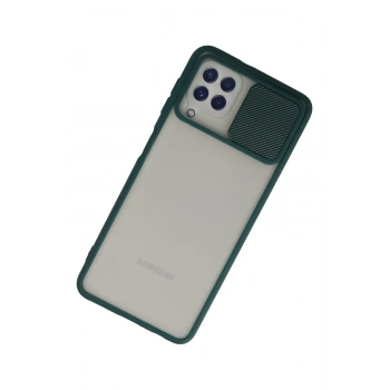 Samsung Galaxy A22 Kılıf Palm Buzlu Kamera Sürgülü Silikon - Yeşil