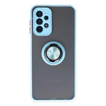 Samsung Galaxy A23 4G Kılıf Montreal Yüzüklü Silikon Kapak - Buz Mavi