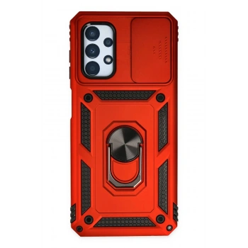 Samsung Galaxy A23 4G Kılıf Pars Lens Yüzüklü Silikon - Kırmızı