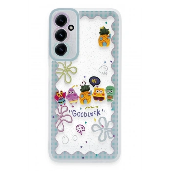 Samsung Galaxy A25 5G Kılıf Sweet Desenli Silikon Kapak - Açık Mavi