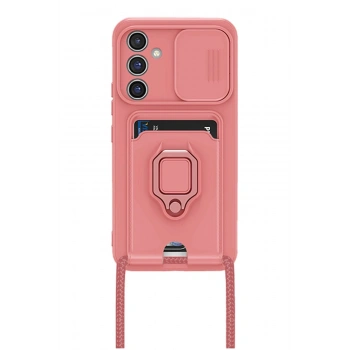 Samsung Galaxy A25 5G Kılıf Zuma Kartvizitli Yüzüklü Silikon - Pembe