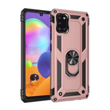 Samsung Galaxy A31 Kılıf Sofya Yüzüklü Silikon Kapak - Rose