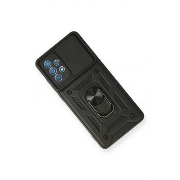 Samsung Galaxy A32 Kılıf Pars Lens Yüzüklü Silikon - Siyah