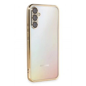 Samsung Galaxy A34 5G Kılıf Lensli Silikon - Gold