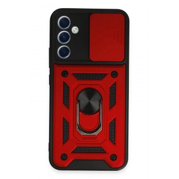 Samsung Galaxy A34 5G Kılıf Pars Lens Yüzüklü Silikon - Kırmızı