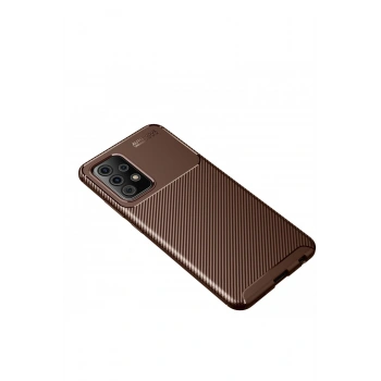 Samsung Galaxy A52 Kılıf Auto Focus Karbon Kapak - Kahverengi