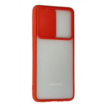 Samsung Galaxy A52 Kılıf Palm Buzlu Kamera Sürgülü Silikon - Kırmızı