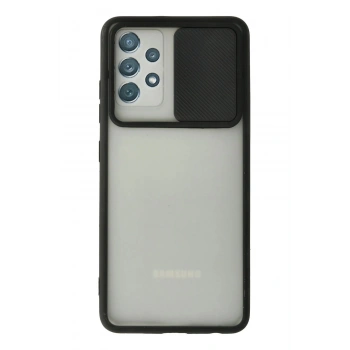 Samsung Galaxy A52 Kılıf Palm Buzlu Kamera Sürgülü Silikon - Siyah