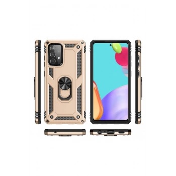 Samsung Galaxy A52 Kılıf Sofya Yüzüklü Silikon Kapak - Gold