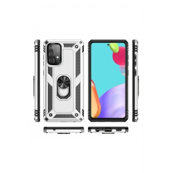 Samsung Galaxy A52 Kılıf Sofya Yüzüklü Silikon Kapak - Gümüş