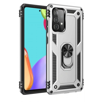 Samsung Galaxy A52 Kılıf Sofya Yüzüklü Silikon Kapak - Gümüş